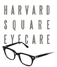The image features a logo with text that reads HARVARD SQUARE EYECARE and includes a stylized graphic of eyeglasses, set against a light background with a darker border.