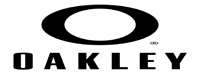 The image shows a logo with the word OAKLEY prominently displayed, featuring a design that includes an eye and a circular motif, set against a grey background.